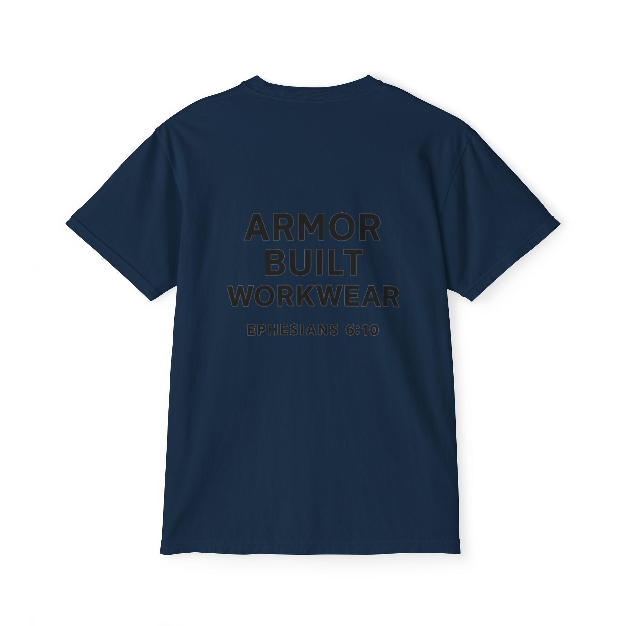 Armor Built Workwear Pocket T-Shirt — 'Armor Built' Ephesians 6:10 Christian Graphic Tee