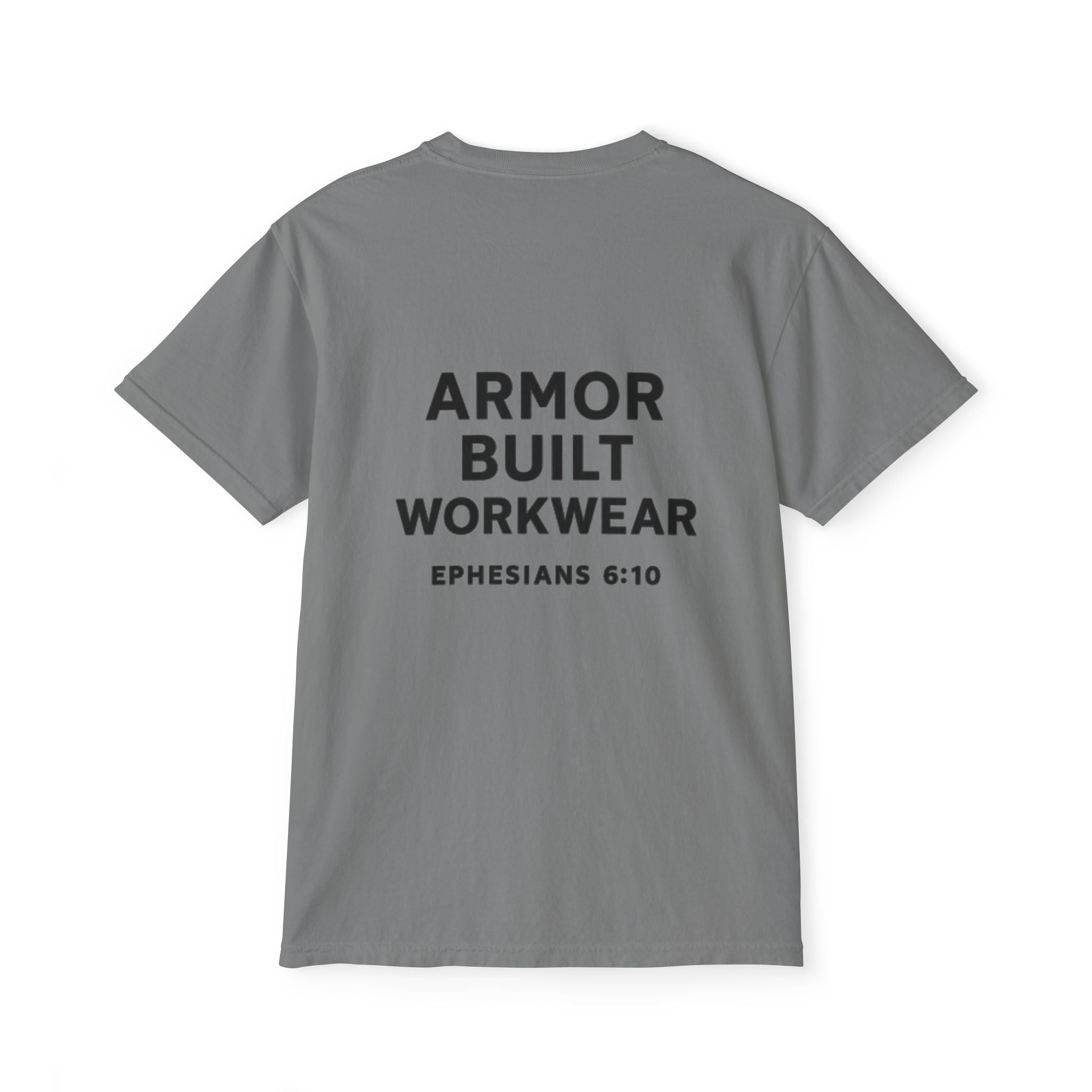 Armor Built Workwear Pocket T-Shirt — 'Armor Built' Ephesians 6:10 Christian Graphic Tee