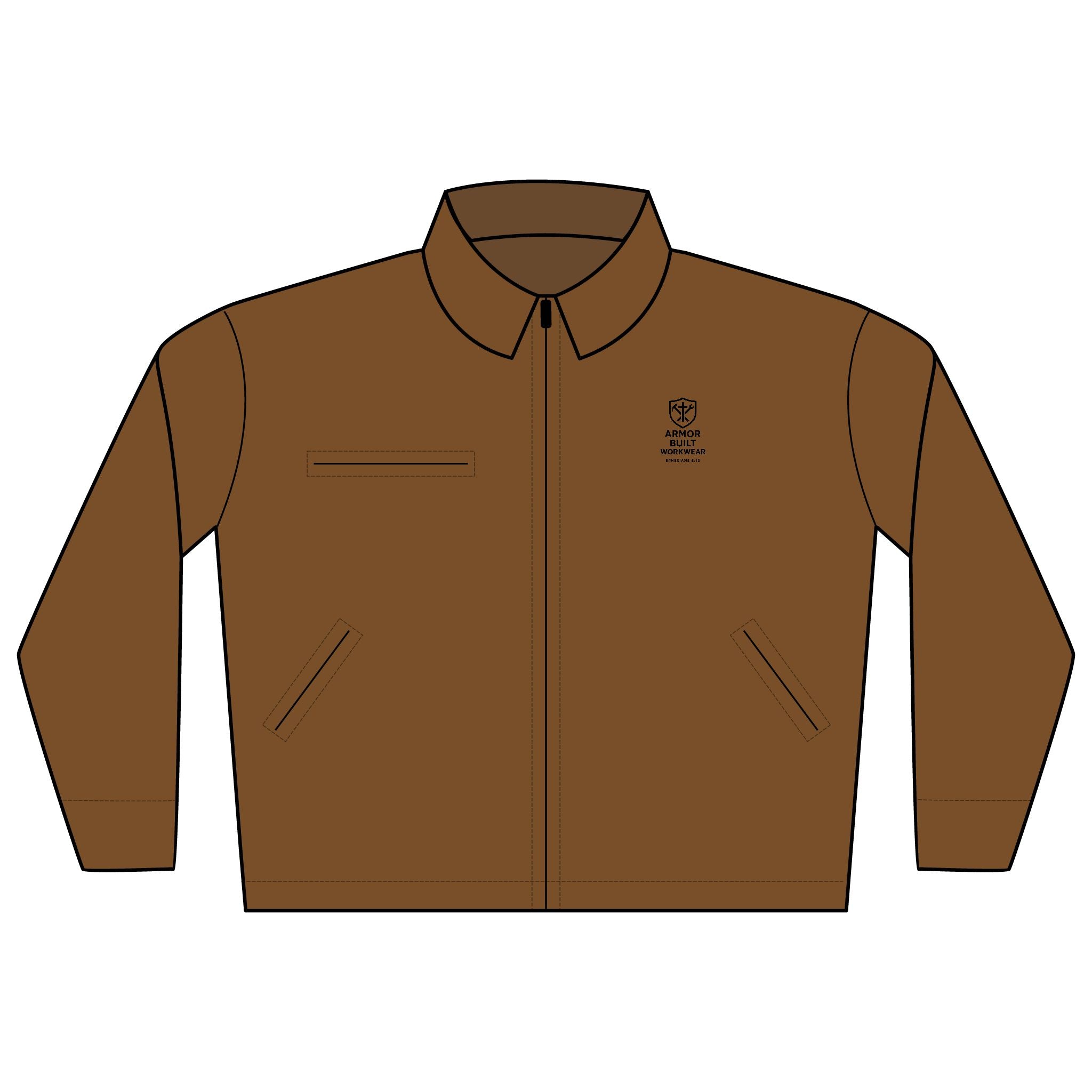 Embroidered Duck Cloth Work Jacket — Durable Carpenter/Utility Coat